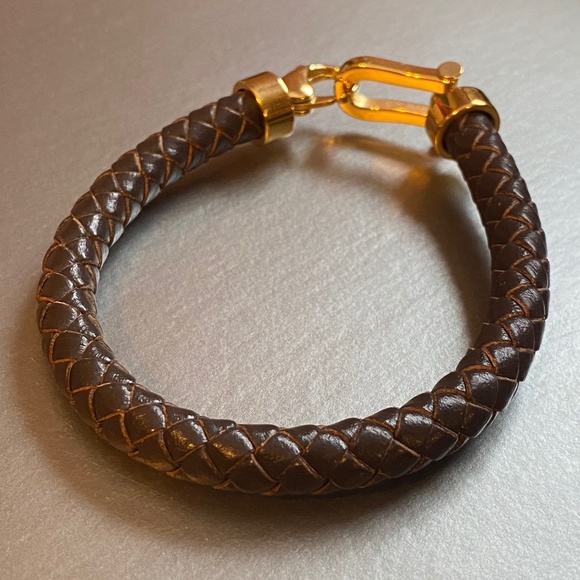 NEW Genuine leather gold plated bracelet - Picture 3 of 3